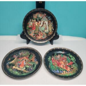Tianex Bradex Russian Legends Fairy Tale Fairytale Plates Set of 3 1988-1989